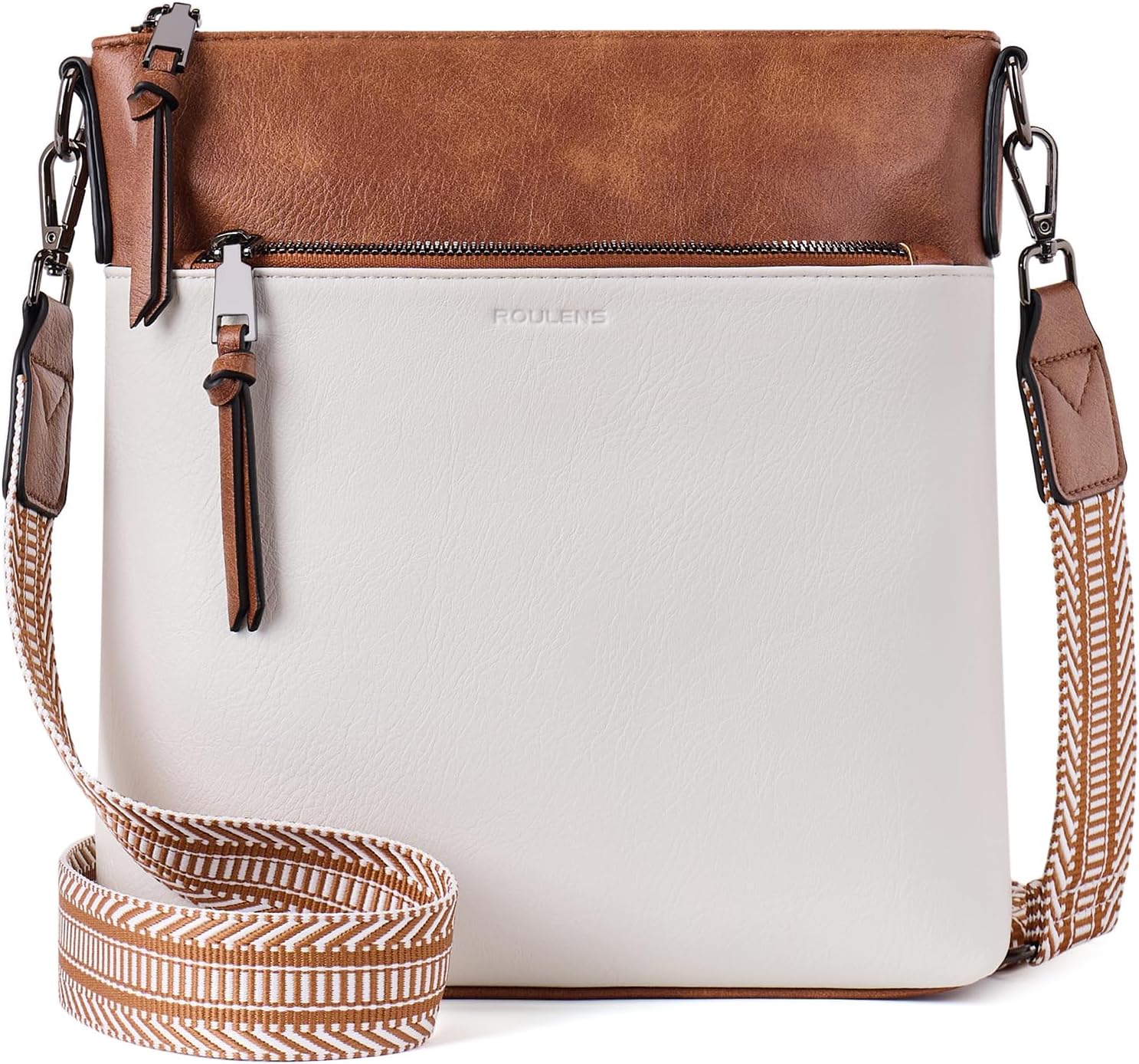 Roulens Trendy Crossbody Bag for Women,Lightweight Medium Crossbody Purse Soft Leather Women's Shoulder Handbags with Adjustable Wide Strap