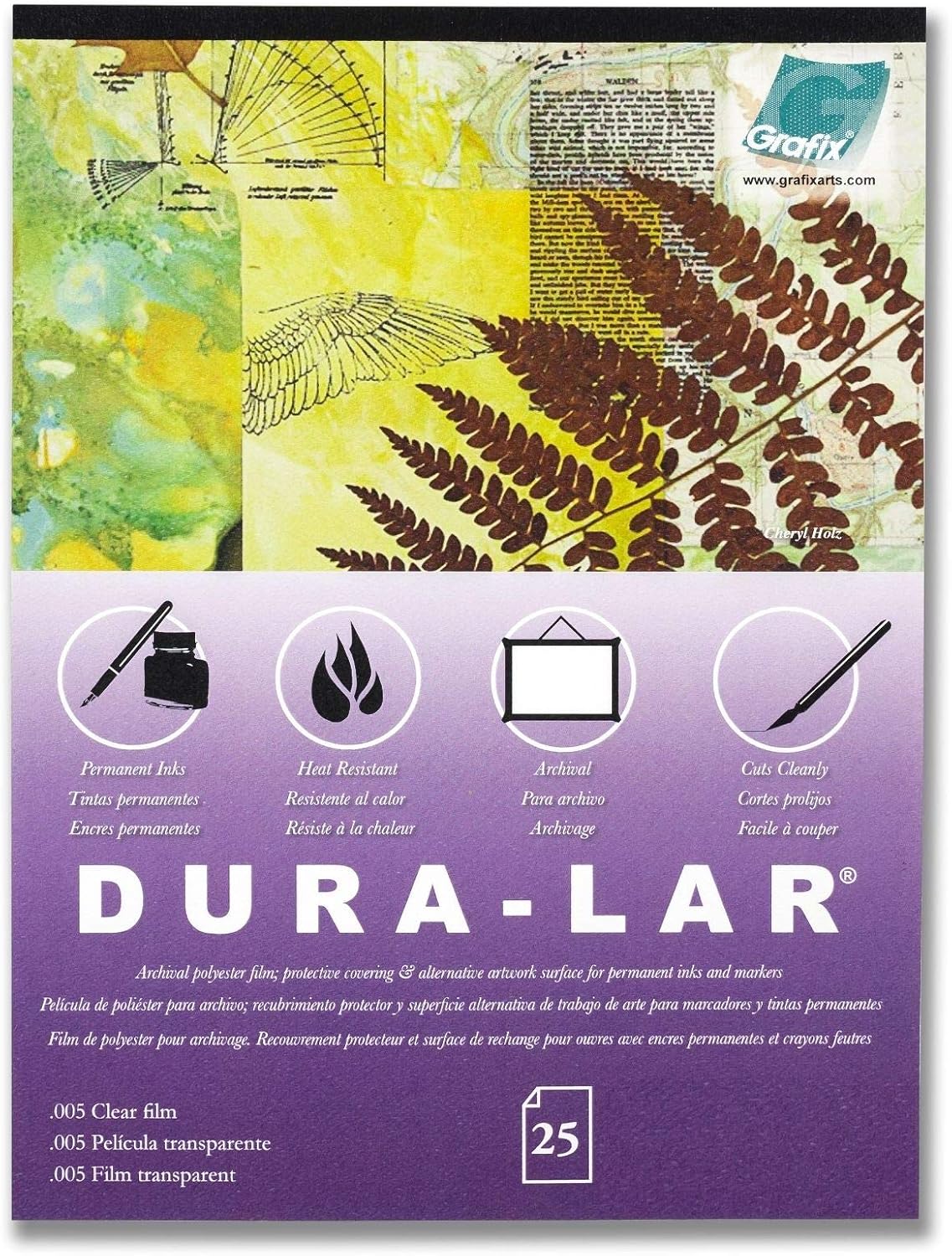 Grafix Dura-Lar Film, .005 in, Ultra Clear Glossy, 14 x 17 in, Pad