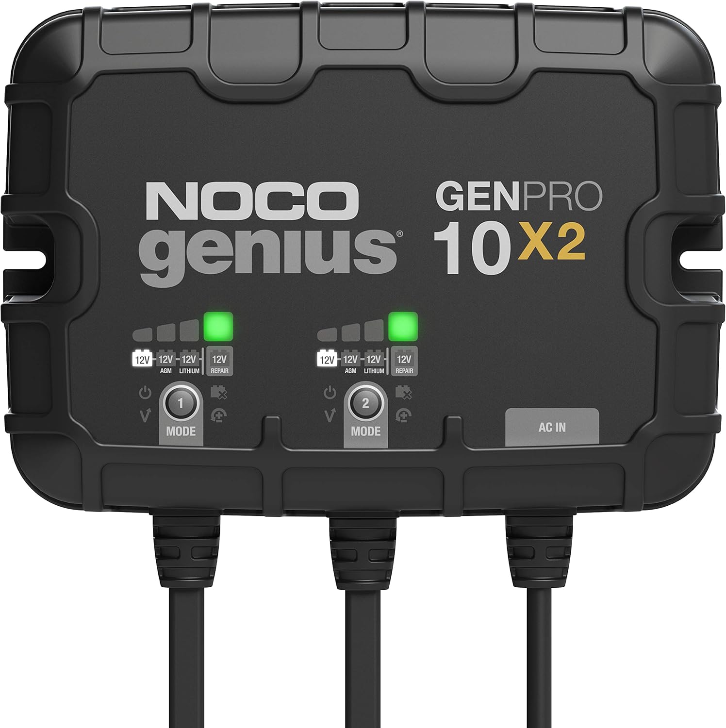 NOCO Genius GENPRO10X2: 2-Bank, 20A Onboard Battery Charger - 10A Per Bank, 12V Waterproof Marine Charger with Overcharge Protection & Temperature Compensation – for Lead-Acid & Lithium Batteries