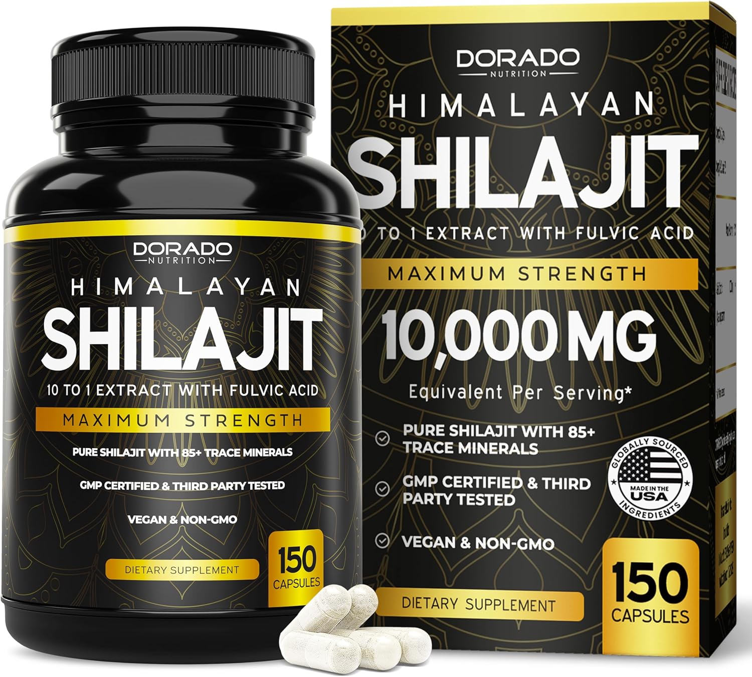 Pure Himalayan Shilajit with 85+ Trace Minerals (150 Capsules, 1000mg Extract per Serving) Pure Shilajit Capsules for Men & Women with Fulvic Acid for Immune Support - USA Made