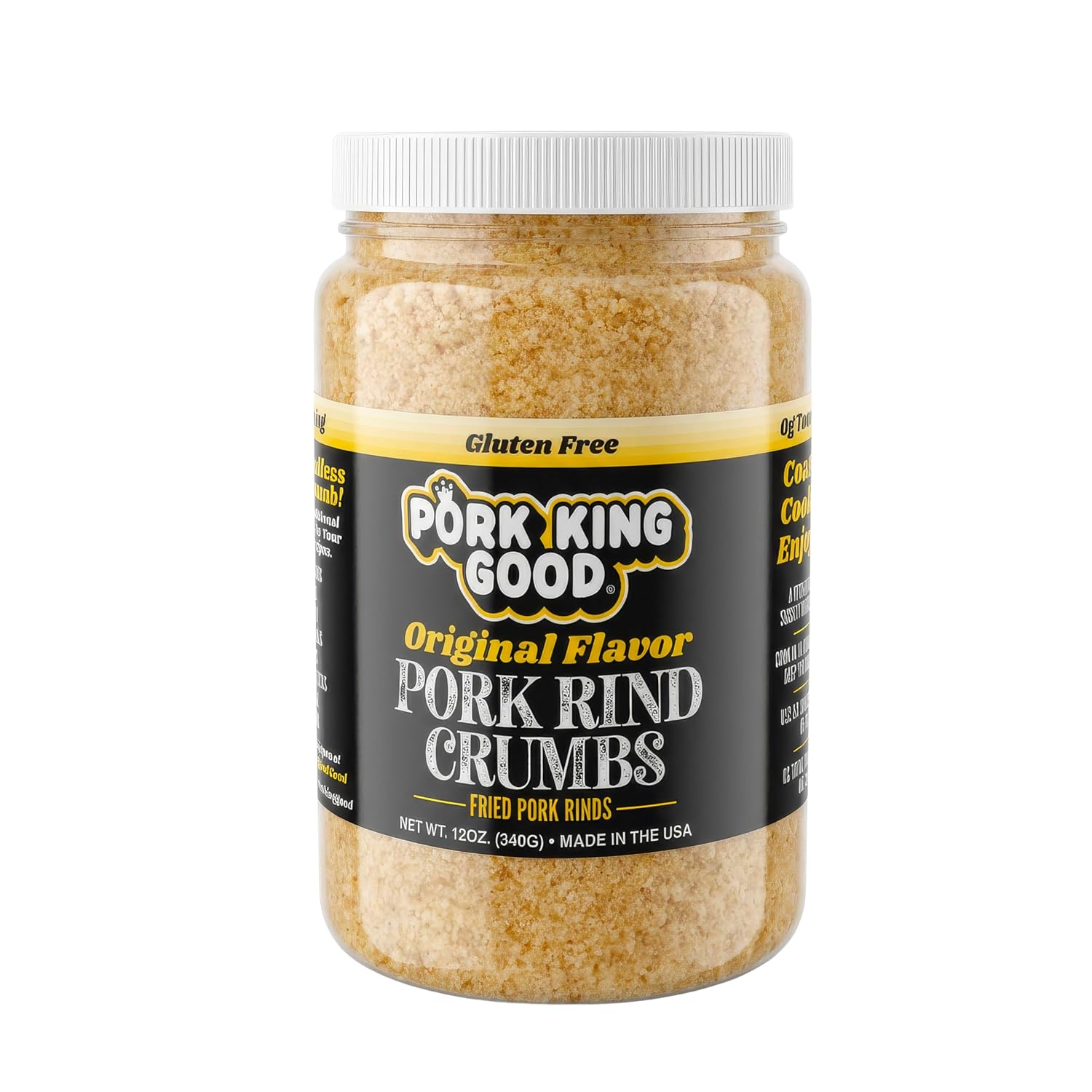 Pork King Good Pork Rind Panko Bread Crumbs 12 oz Jar, Original Gluten Free