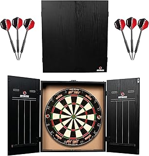 Ruthless Home Darts Centre | Complete Home Dart Board Game Centre Including Cabinet, Dartboard and 2 Sets of Darts (CAB518)
