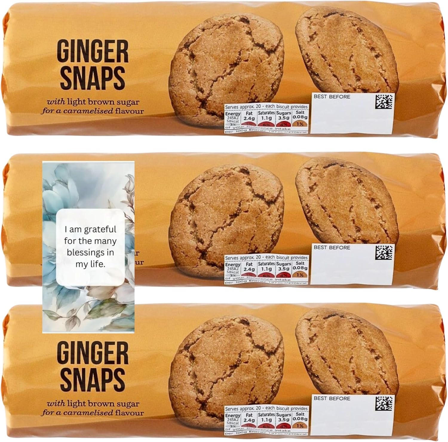 Hamper Bundle Ginger Snaps, Traditional Biscuits with Light Brown Sugar for a Caramelised Flavour 250g (3 Pack) – Gift By Oerich