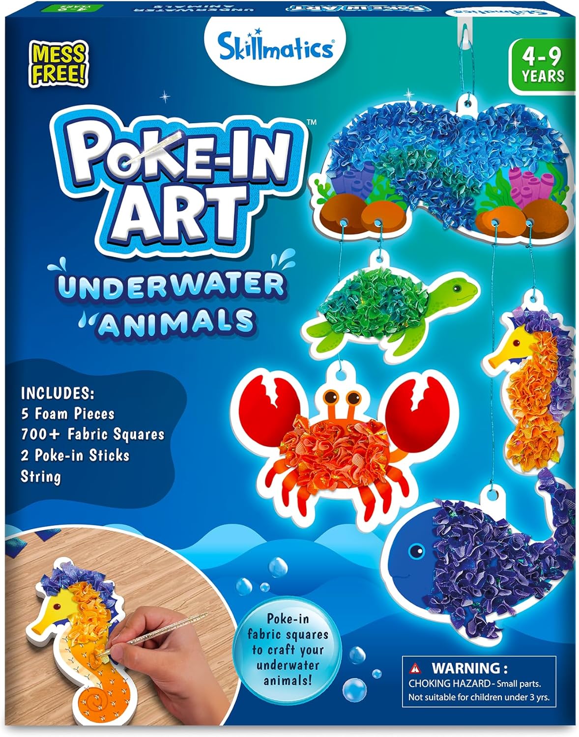 Skillmatics Poke-in Art - Underwater Animals, Mess-Free Arts & Crafts for Kids, DIY Creative Kit, Gifts for Girls & Boys Ages 4, 5, 6, 7, 8, 9