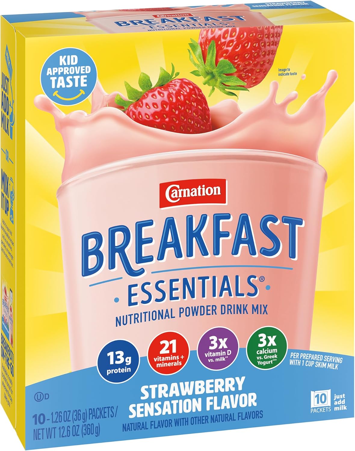 Carnation Breakfast Essentials Complete Nutritional Drink Strawberry 1.26 oz. Packet 60 Ct