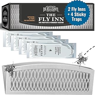 Dr. Killigan's The Fly Inn | Window Fly Traps | Sticky Fly Strip | Indoor Insect Trap | Catches and Hides Bugs | Better Than Fly Paper or Ribbon | Get Rid of Flies | (2+4, Gray)