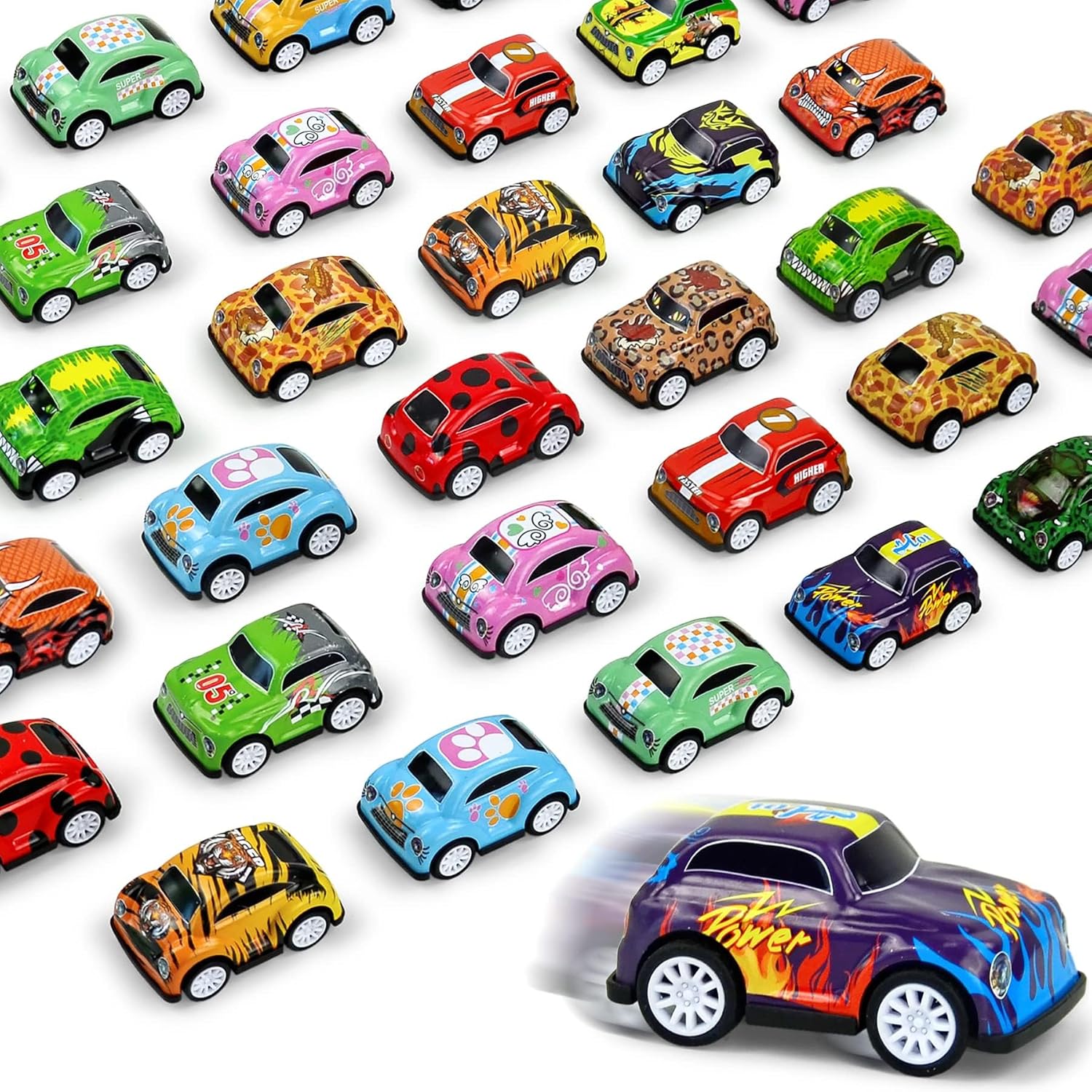 Vileafy 30 Pack Pull Back Cars for Kids – Mini Metal Toy Cars with Plastic Chassis, Assorted Die-Cast Vehicles, Classroom Prizes for Students, Treasure Box Toys, Party Favors & Rewards