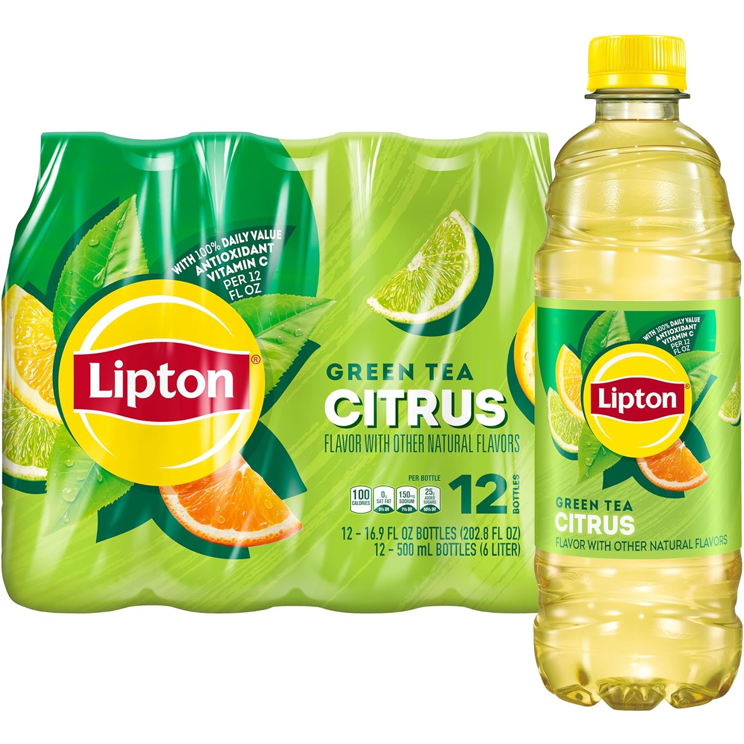 Lipton Green Tea Citrus, 16.9 Fl Oz Bottles (Pack of 12)