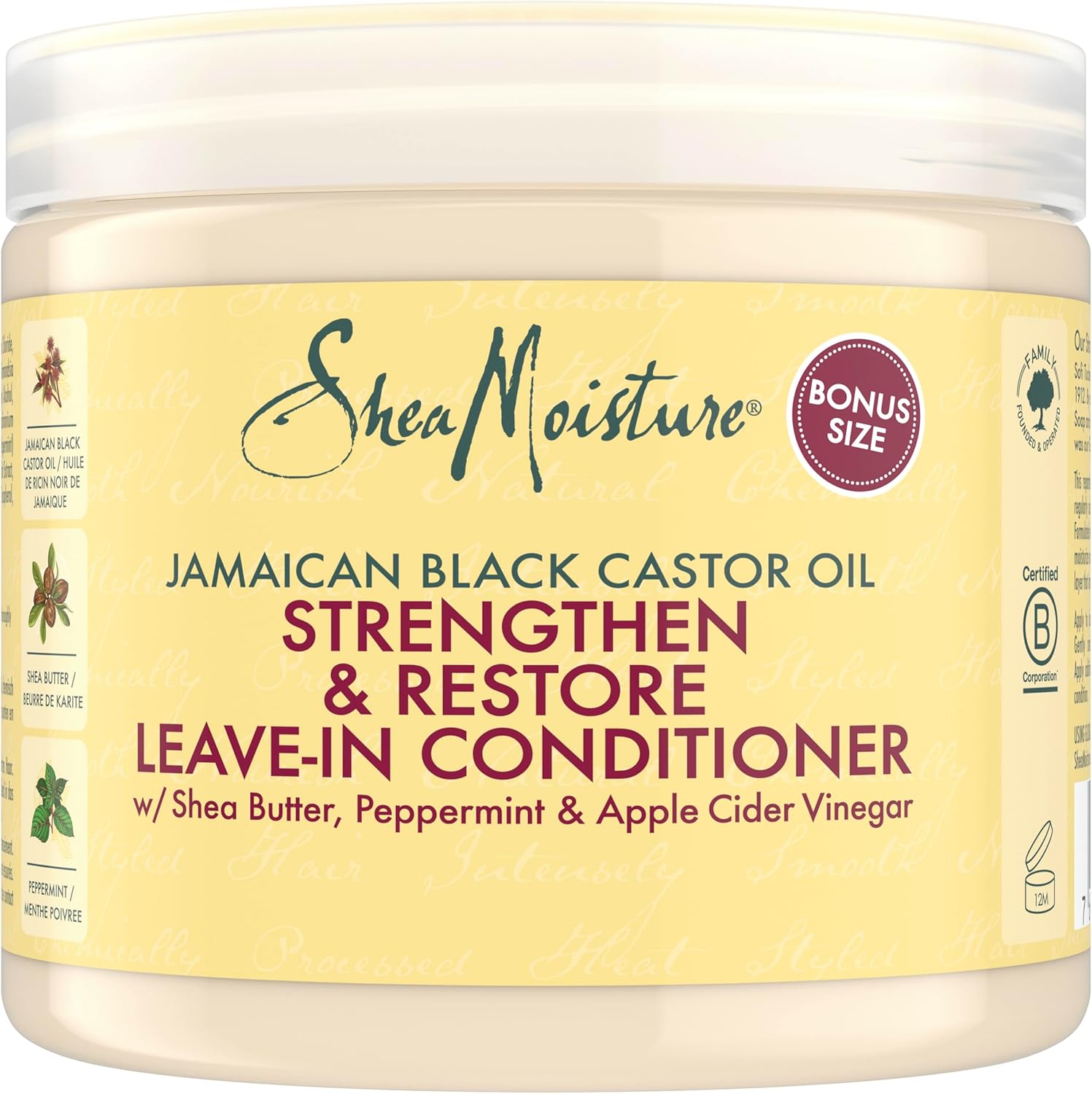 SheaMoisture Jamaican Black Castor Oil Strengthen & Restore Leave-In Conditioner no silicones or sulphates for chemically processed, heat-styled or natural hair 431 ml