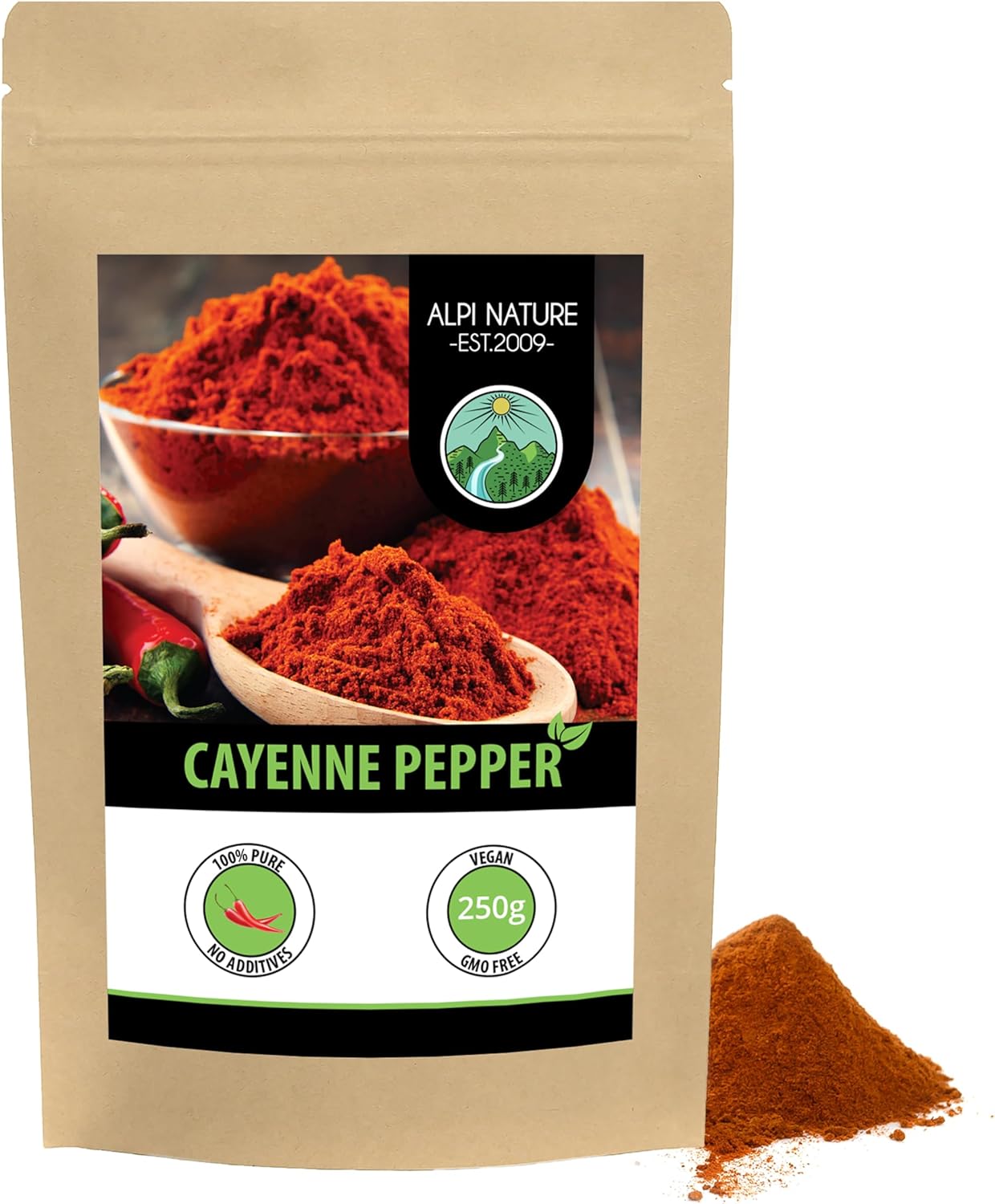 Cayenne Pepper Powder 250g 8.8 oz by Alpi Nature, Ground Cayenne Chilli Pepper, Hot Chilli Powder