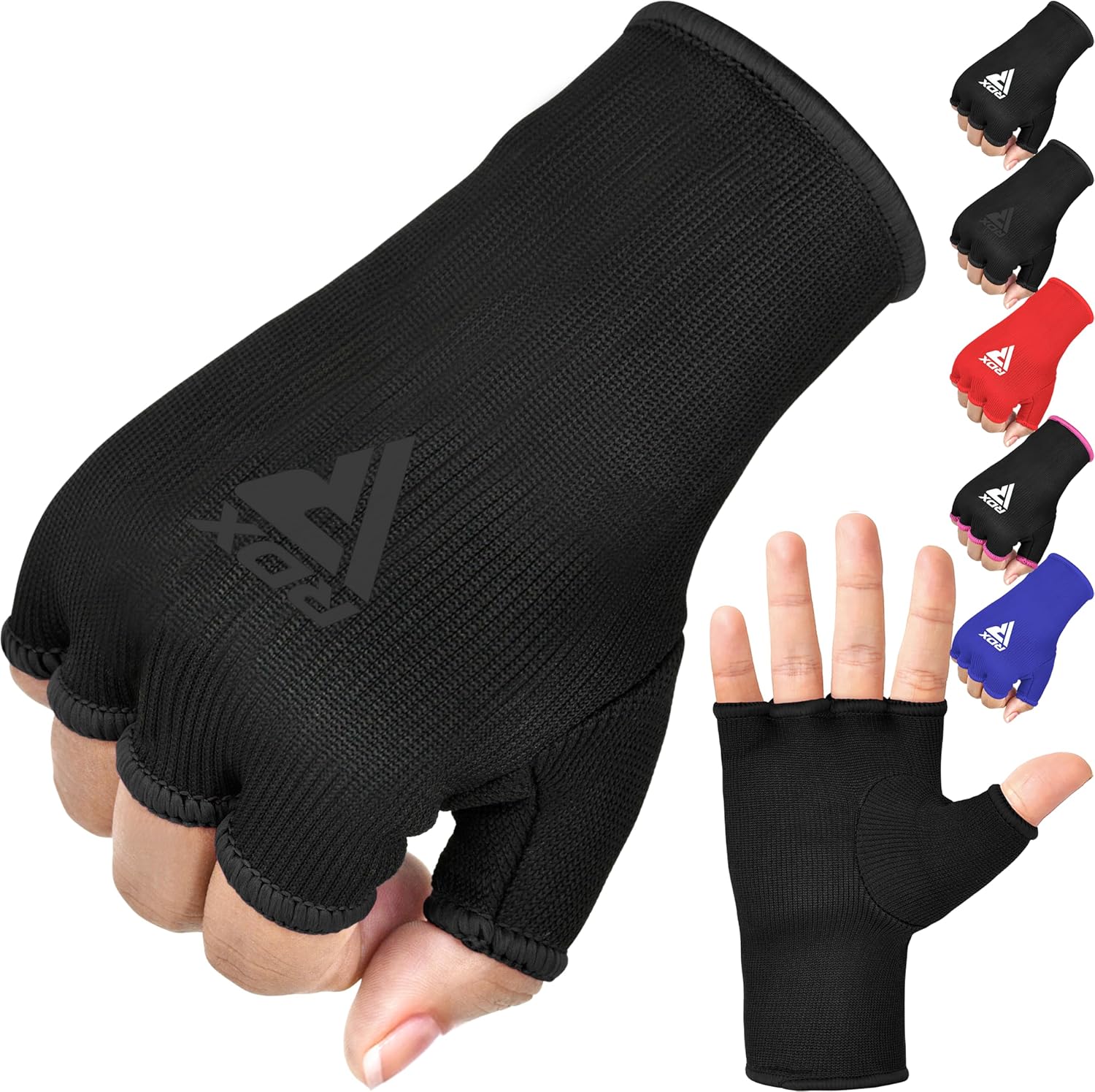 RDX Boxing Hand Wraps Inner Gloves for Punching - Half Finger Elasticated Bandages under Mitts Fist Protection - Great for MMA, Muay Thai, Kickboxing, Martial Arts Training, Combat Sports