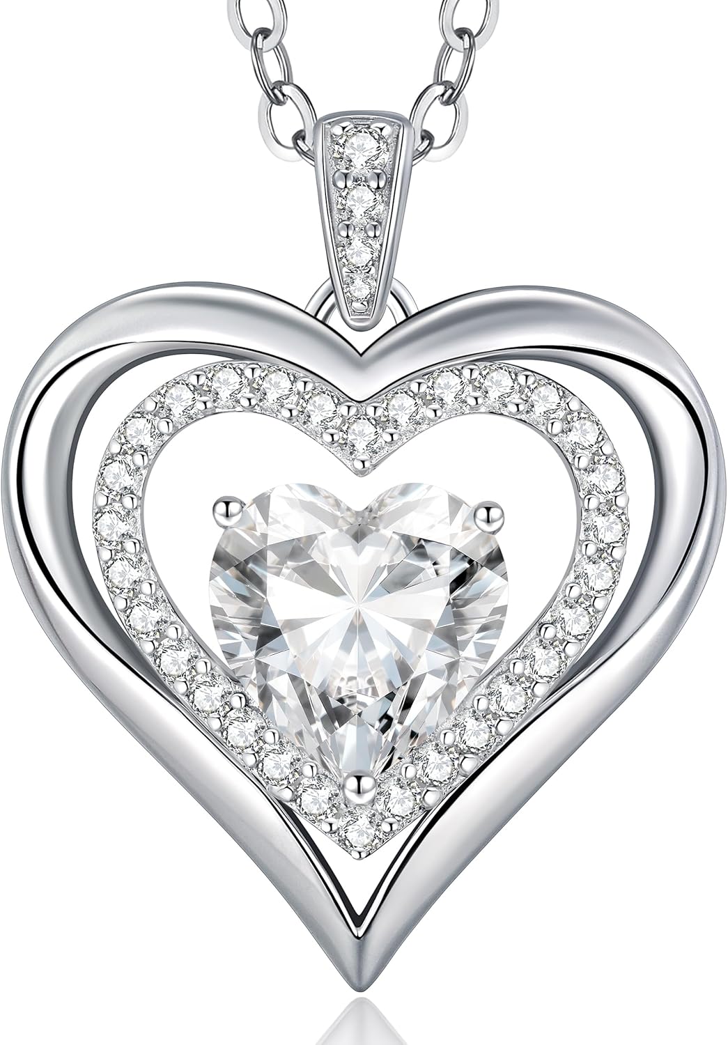 CDE Necklaces for Women Birthstone Jewellery, Love Heart Pendant 925 Sterling Silver Jewellery Gifts for Mum Her Wife Girlfriend Anniversary Birthday Mothers Day Christmas Valentine's Day