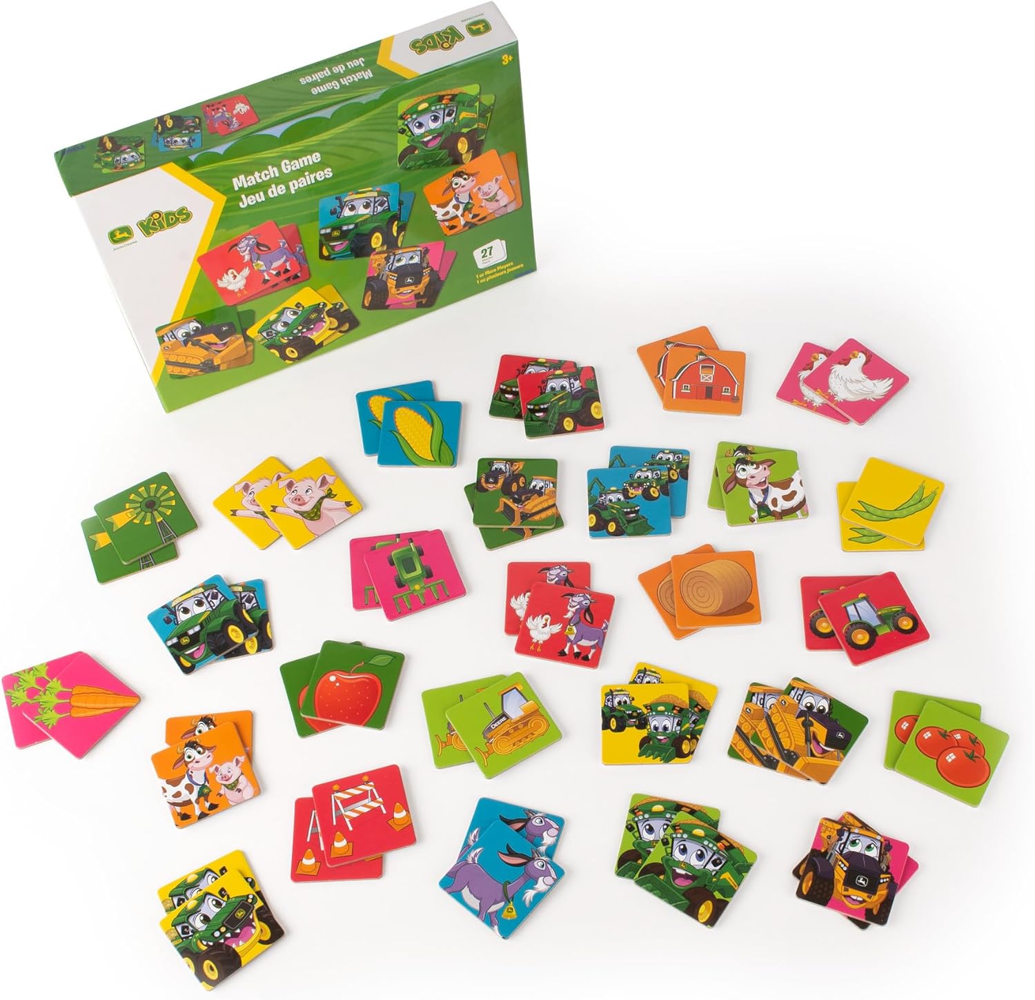 John Deere Kids Match Game, Memory Game Fun for Kids, Family Game Night, Educational Game for Boys and Girls, Suitable for Children Aged 3+