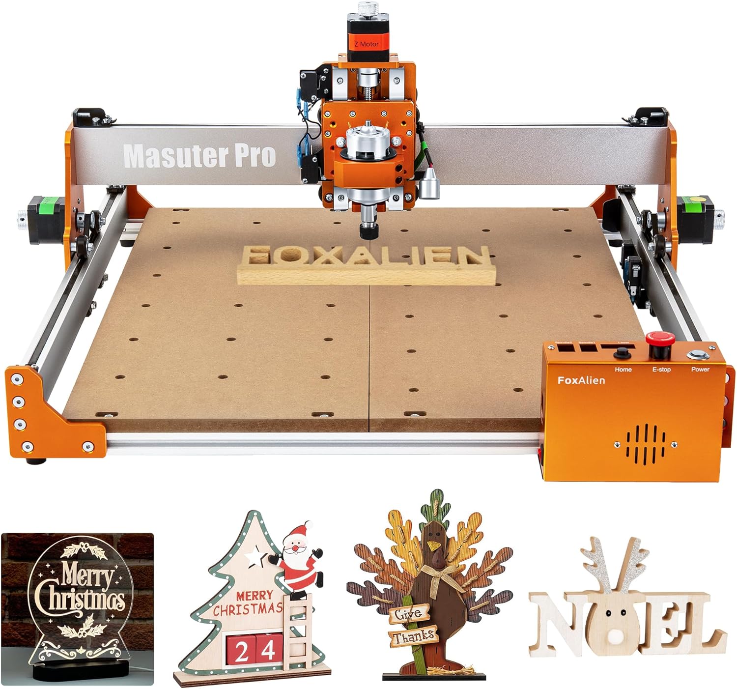 FoxAlien Masuter Pro 3-Axis CNC Router Machine, Beginner Hobby Engraving Machine All-Metal Structure for Wood Acrylic MDF Nylon Routing Milling Carving