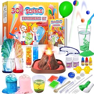 UNGLINGA 30+ Experiments Science Kits for Kids, STEM Educational Project Activities Toys Gifts for Boys Girls, Chemistry Set, Bouncy Ball, Volcano Eruption