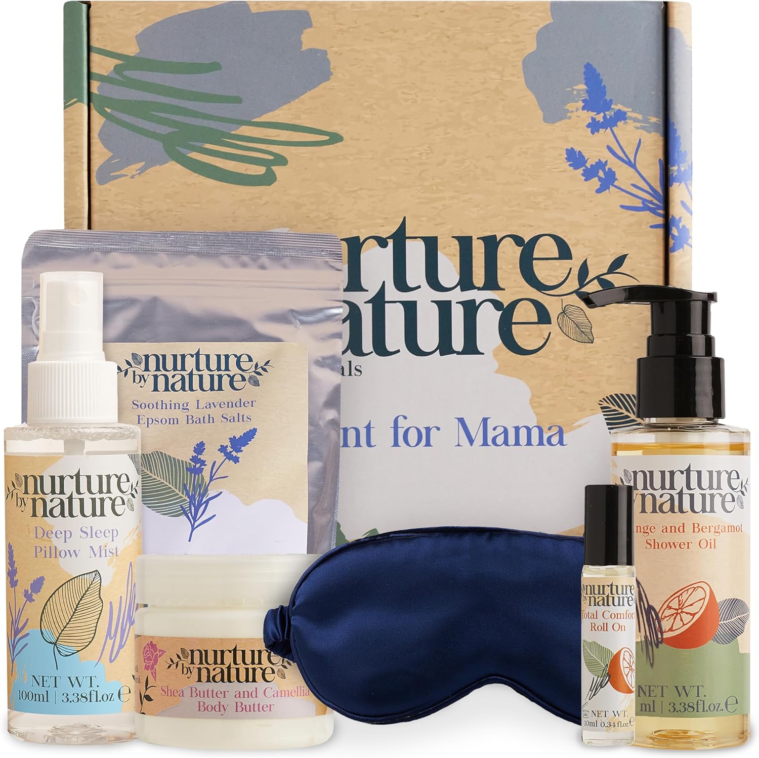Nurture by Nature 'A Moment for Mama' Gift Set – Pamper Gifts for Women, 6-Piece Spa Gift Set for Mum, Bath and Relaxation Hamper, Christmas Gifts for Mum, Perfect Christmas Gifts for Women