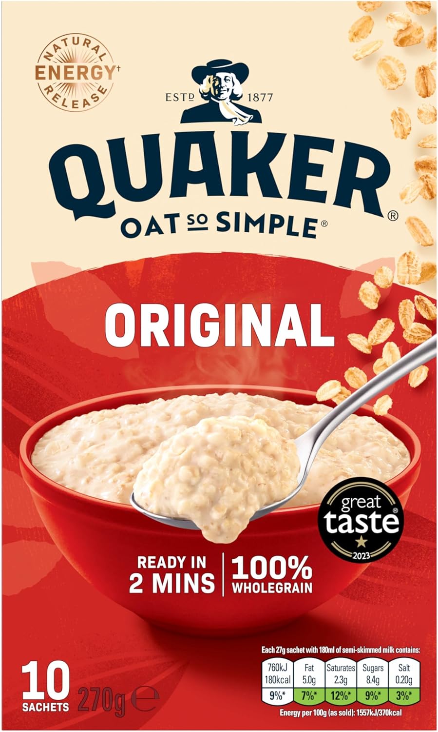 Quaker Oat So Simple Original Porridge, 10 x 27 g (270 g - pack of 1)