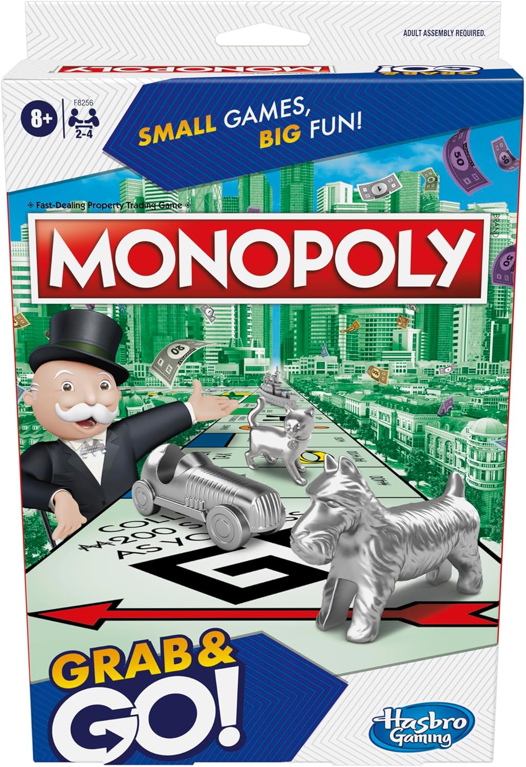 Hasbro Gaming Monopoly Grab and Go, Portable Strategy Board Game for 8+ Year Old Kids, for 2-4 Players, Family & Party Games
