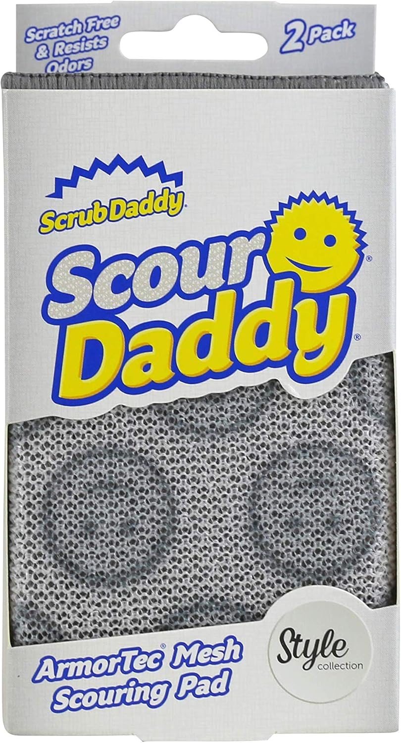Scrub Daddy Scour Daddy Style, Scourers Non Scratch Scrubbing Sponge, Scouring Pads, Kitchen Sponges for Dishes, Dishwashing Pan Scrubber, Cleaning Supplies, Dish Sponges for Washing up, Pack of 2