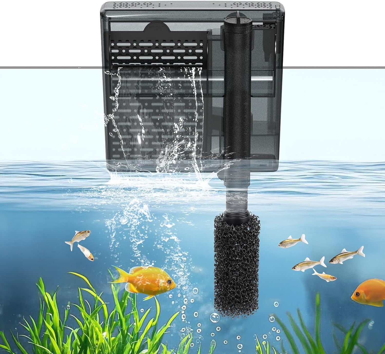 hygger Aquarium HOB Filters Fish Tank Hang On Aquarium Filter, Adjustable Water Flow External Filter Aquarium 105 GPH for 5-15 Gallon Fish Tank