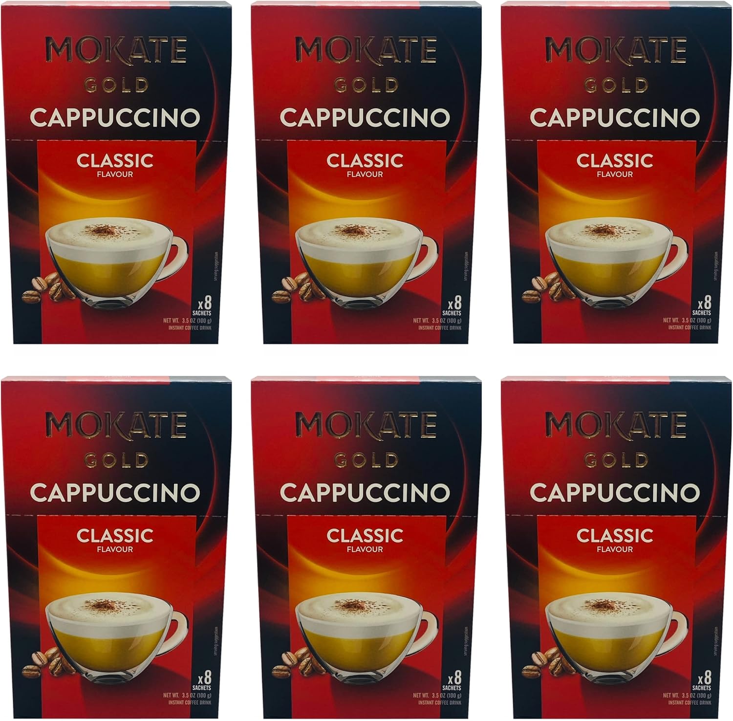 Mokate Gold Cappuccino Classic Flavour Instant Coffee 6 boxes x 8 12.5g sachets