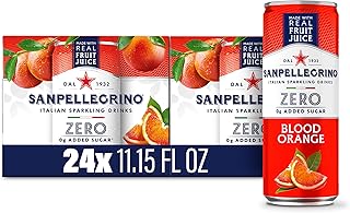 Sanpellegrino Zero Grams Added Sugar Italian Sparkling Drinks, Sparkling Blood Orange Beverage, 24 Pack of 11.15 Fl Oz Cans
