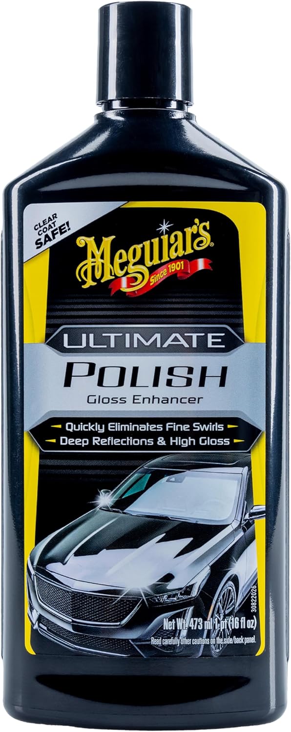 Meguiar’s Ultimate Polish – High-Gloss Polish for a Show Car Shine – Permanently Removes Light Swirls to Produce a Deep, Wet Reflection with a High Gloss Shine - Easy to Use, 16 Oz