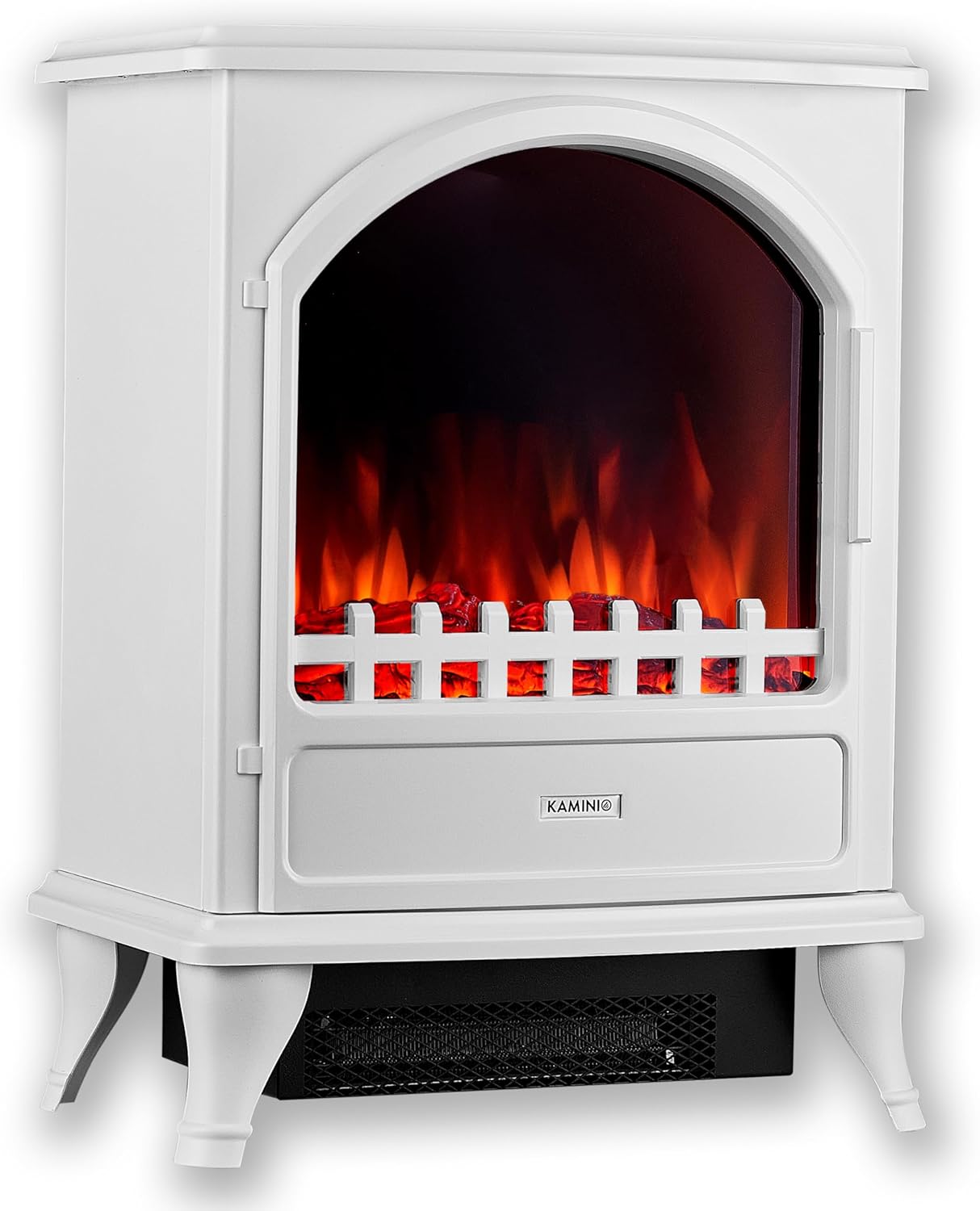 Leni Electric Fireplace - Electric Stove with Heating, Flame Effect 3D (White)