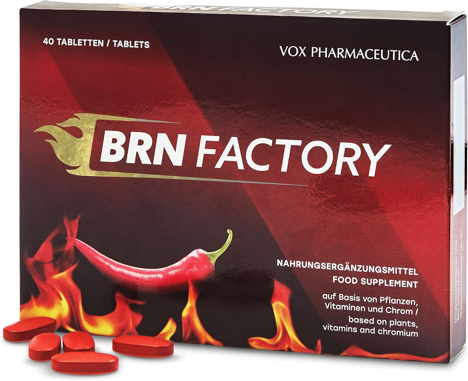 BRN Factory - 40 Red Tablets, Designed to Accelerate Your Desired Results. Formulation - Featuring Natural Active Ingredients. Conveniently Packaged for a 20-Day Supply. (Weight Loss Pills)