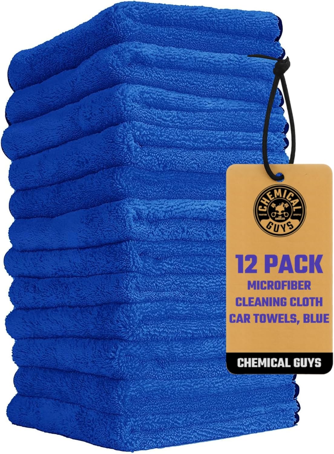 Chemical Guys MIC110012 Professional Grade Premium Microfiber Towels, Blue (16 Inch x 16 Inch) (Pack of 12) - Safe for Car Wash, Home Cleaning & Pet Drying Cloths