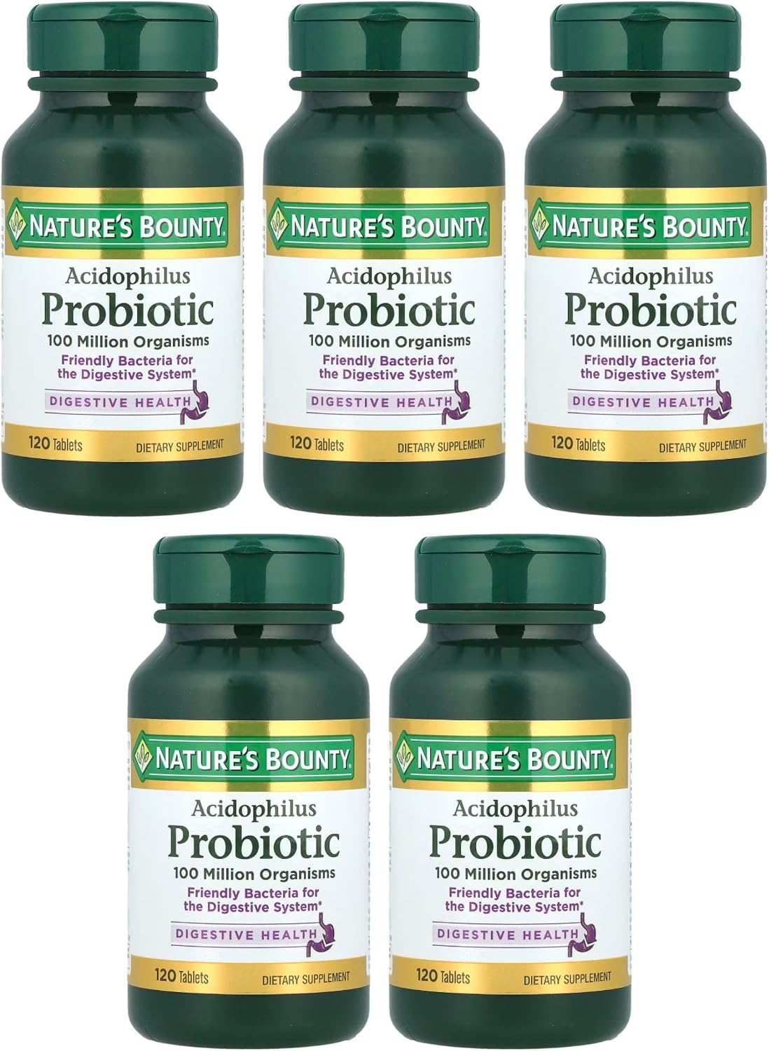 Nature's Bounty Probiotic Acidophilus Tablets, 120 ea (Pack of 5)