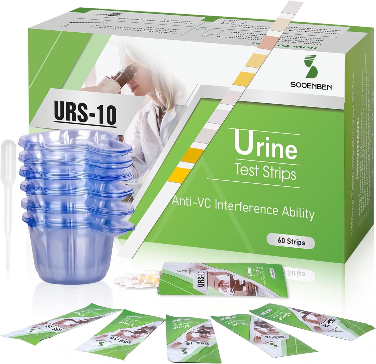 10 Parameter Urine Test Strips for Urinalysis, Quick and Easy to use Urine Test Strips at Home UTI Test, Leukocytes, Nitrite, PH, etc, Detection Liver & Kidney, UTI, Ketosis