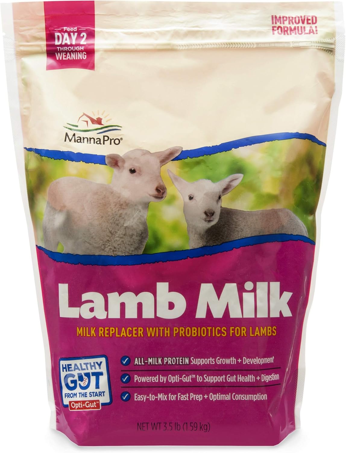 Manna Pro Lamb Milk Replacer, High in Protein to Support Growth, Powered by Opti-Gut™ to Support Gut Health & Digestion, Easy-To-Mix Formula, 3.5 Pounds