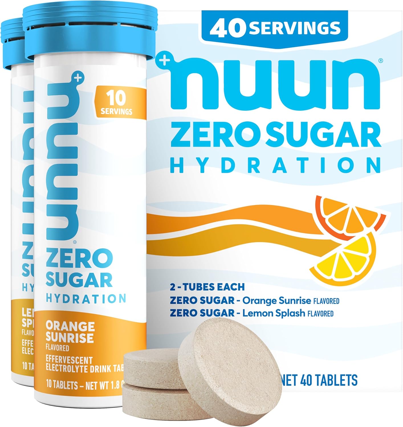 Nuun Zero Sugar Hydration Electrolyte Tablets - Sodium, Potassium, Chloride, Calcium, Magnesium, Light & Delicious Fruit Flavors, No Sugar, Gluten Free, Vegan, Mixed Citrus 4 Pack (40 Servings Total)