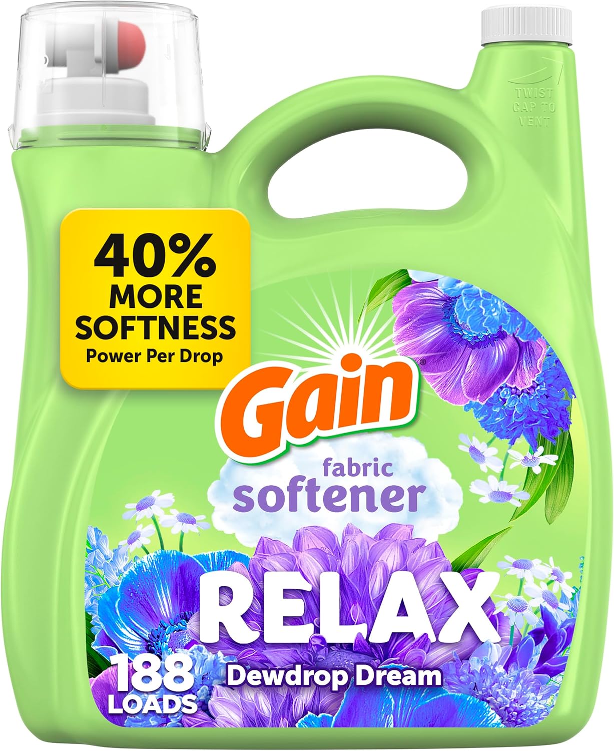 Gain Liquid Fabric Softener (Fabric Conditioner), Relax, 127 fl oz, 188 Loads