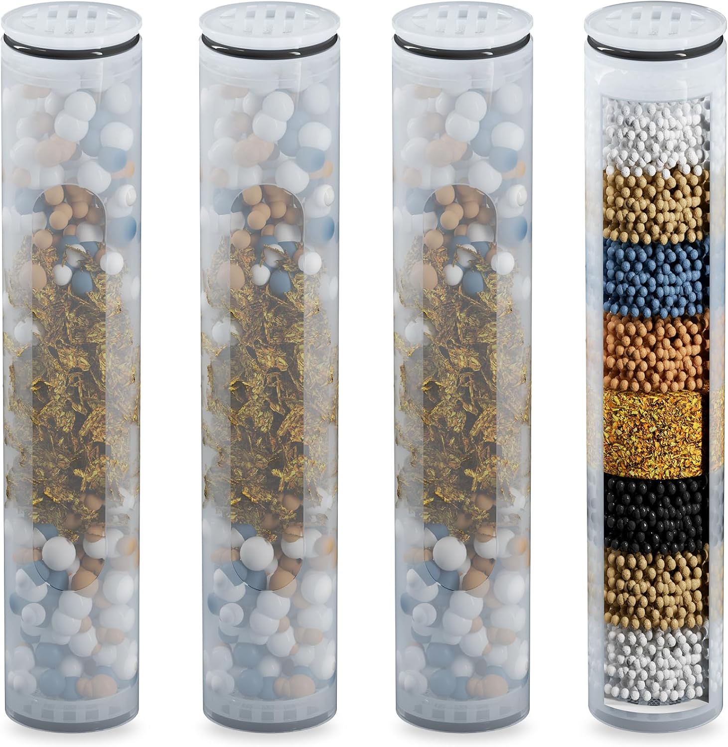 HANLIAN 4 Packs Shower Filter Cartridge Replacement, KDF Shower Head Filter Replacement to Remove Chlorine, Heavy Metals & Sediments, Shower Head Filters for Hard Water to Improve Skin and Hair