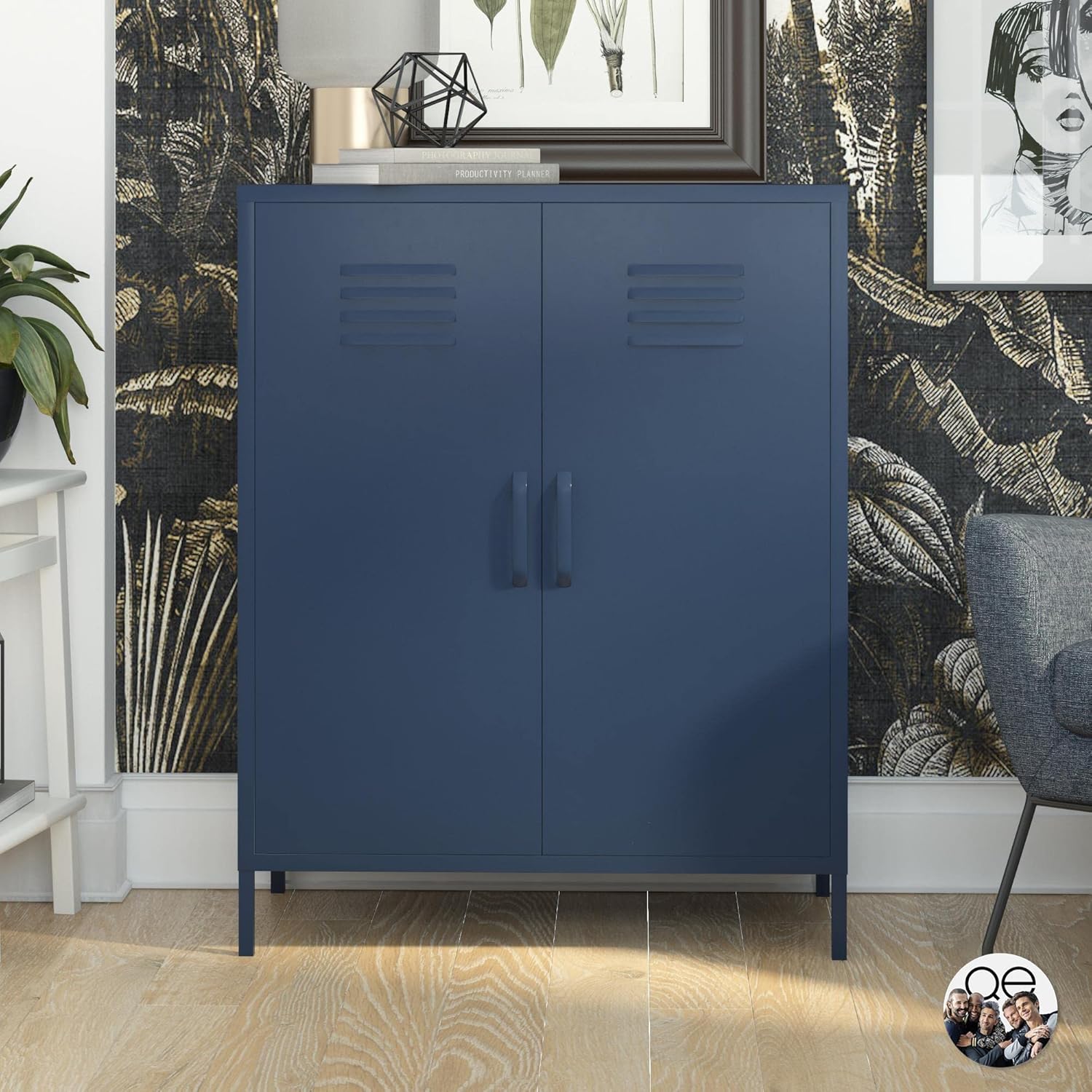 DHP Furniture Bradford 2 Door Metal Storage Cabinet Navy