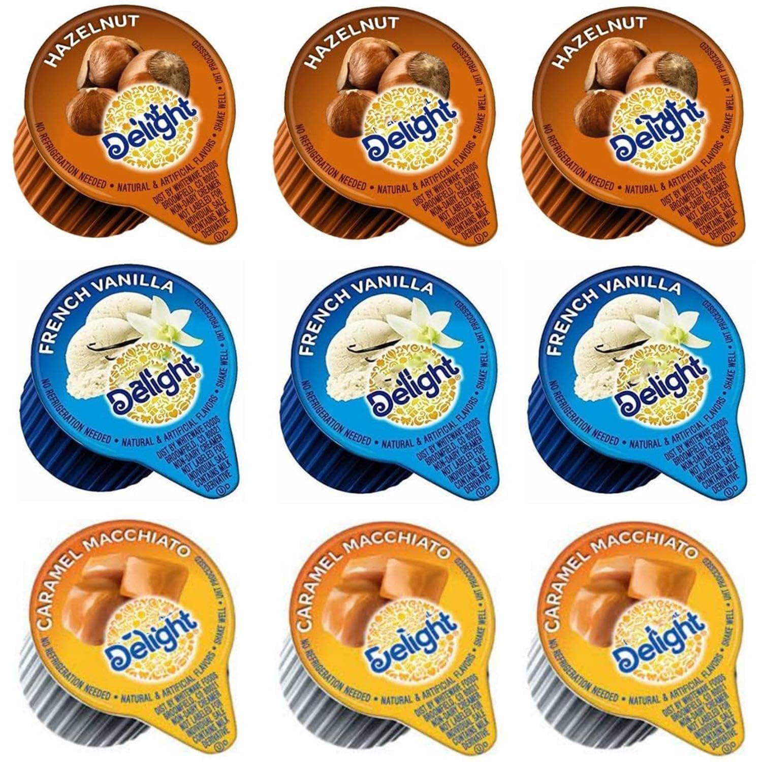International Delight Coffee Creamers Liquid Non-Dairy Creamer Singles 3 Flavor Assortment (48) Coffee Creamer Singles for Home, Office, Coffee, Bar, Gift