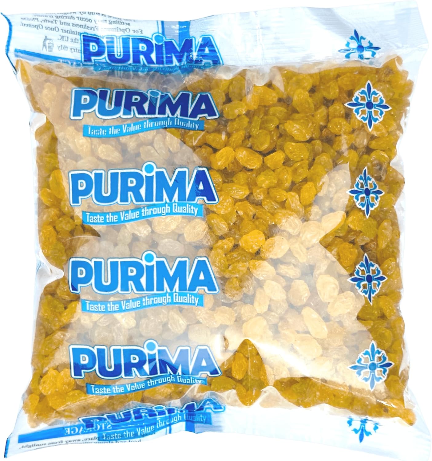 Golden Raisins 1kg - Premium Sun Dried Grapes Regular Sized South African Seedless Sultanas Yellow Raisin Sultana Grape Fruit - for BAKING COOKING or Snacking READY to EAT (Packaging May Vary) PURIMA