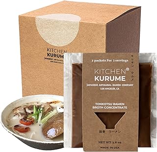 Kitchen Kurume® Tonkotsu Ramen Broth Concentrate (Pack of 6), Made in USA, Japanese Ramen, Pork bone Soup Base, No MSG, No Preservatives, Fresh Small Batch,11.4 Fl Oz (6 Packs, Tonkotsu)