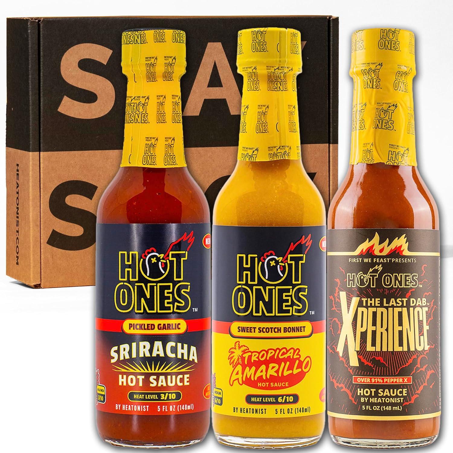 Hot Ones Hot Sauce Challenge Set - Season 27 Trio - Hot Sauces Gift Set - Variety Pack - Made with Natural Ingredients - Unique Small Batch Sampler - 5 fl oz Bottles (3-Pack)