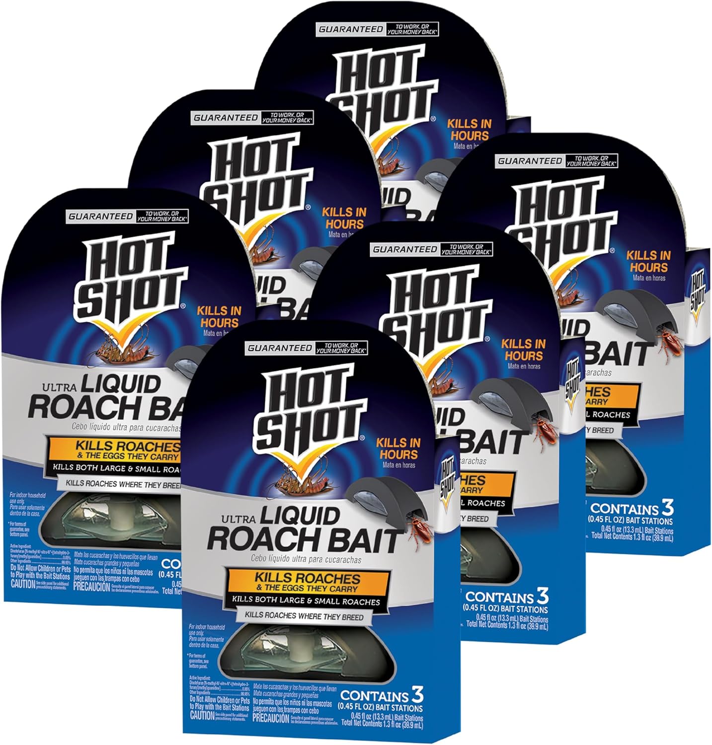 Hot Shot Ultra Liquid Roach Bait 3 Count, Kills In Hours, 6 Pack