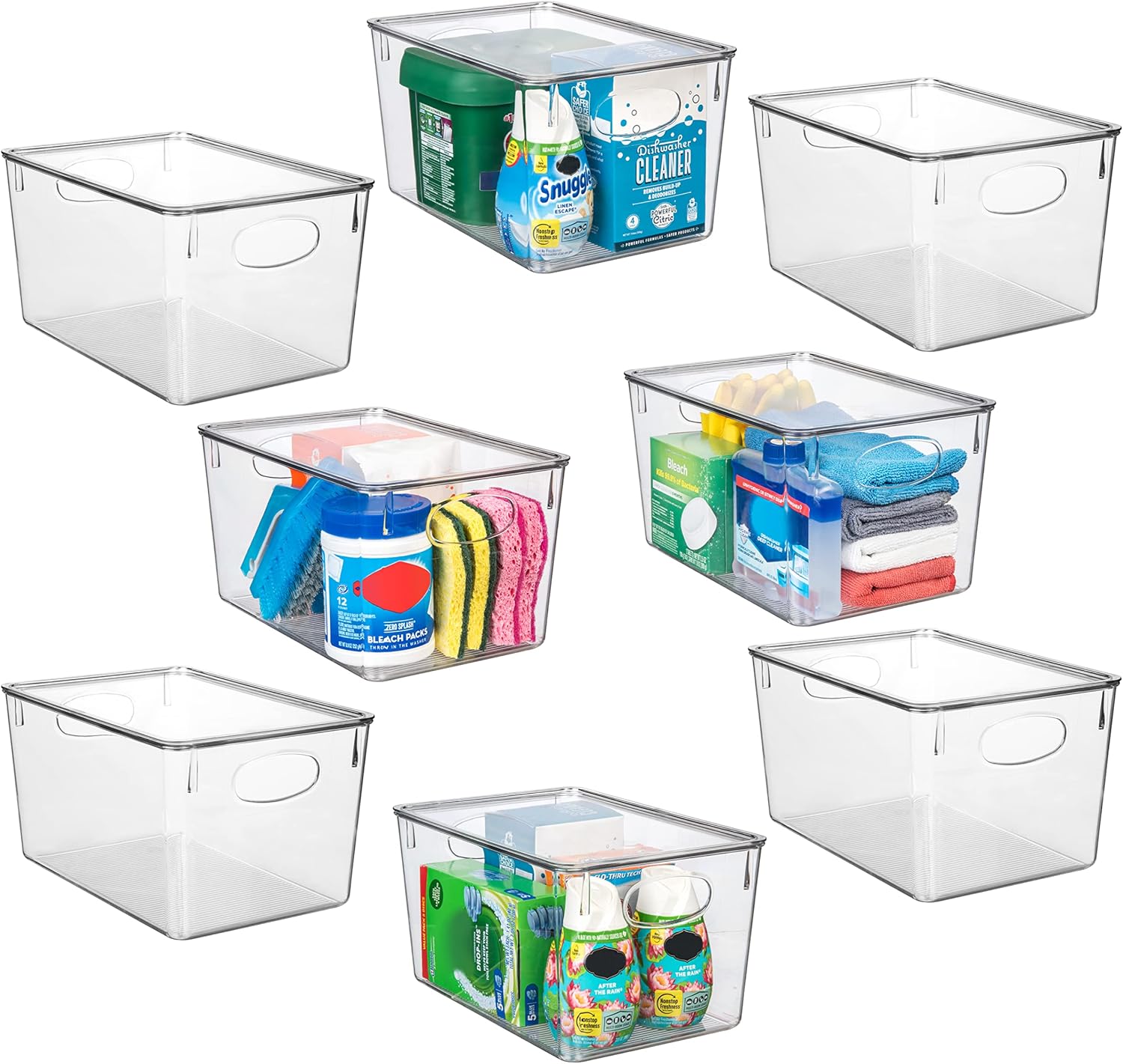 ClearSpace Plastic Storage Bins with lids – Perfect Pantry Organization and Storage – Fridge Organizer, Pantry Storage Containers and Storage Bins, Cabinet Organizers - 8 Pack