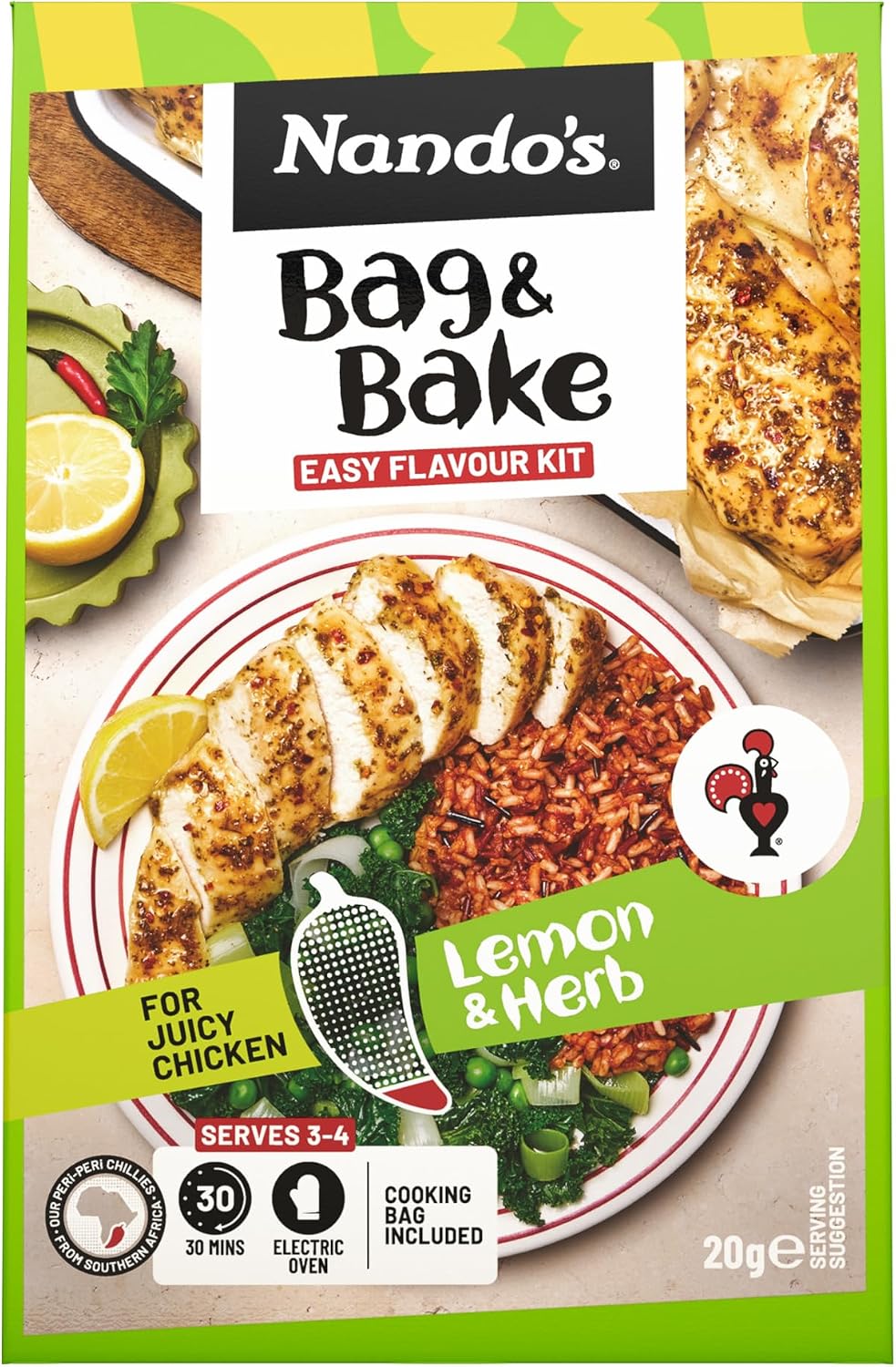 Nando's Lemon and Herb Extra Mild Peri-Peri Bag and Bake, 20 g