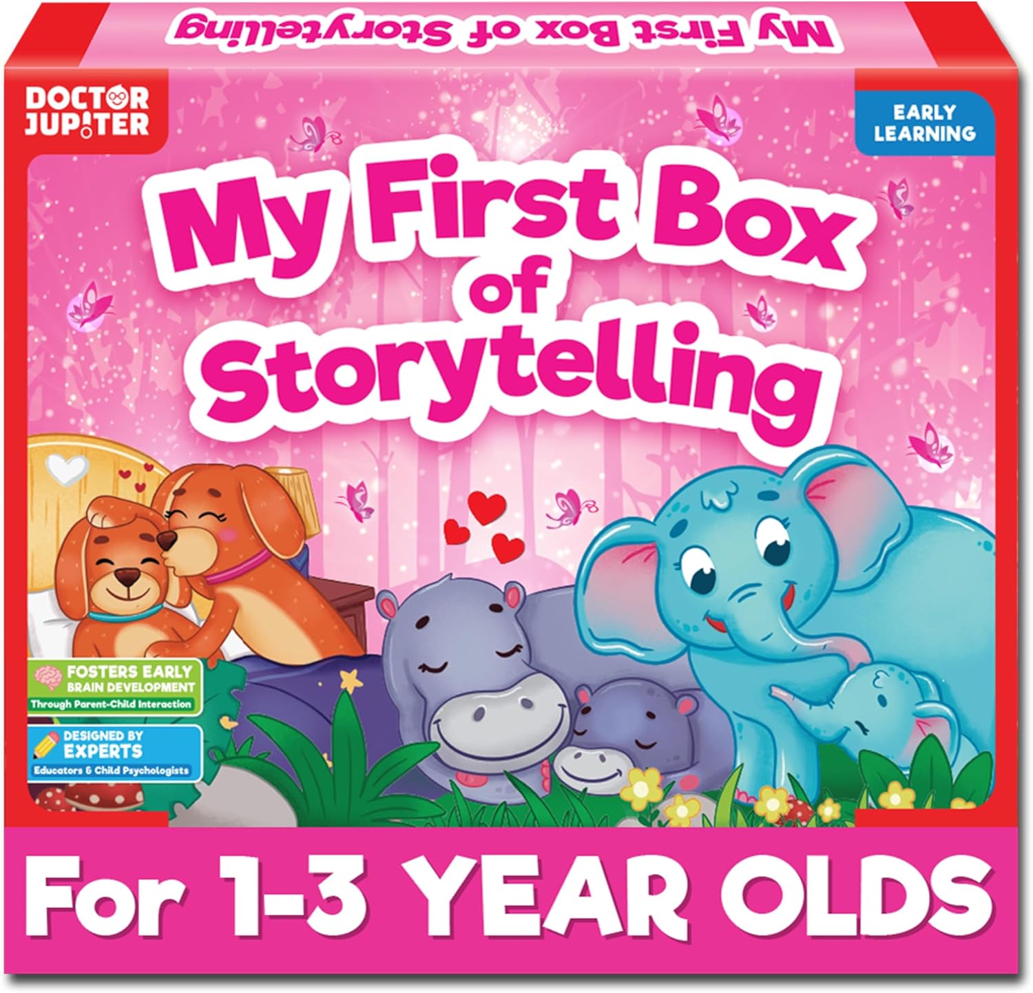 Doctor Jupiter Storytelling Set for Girls | Gift for 1-3 Year Old Girls | Includes 3 Board Books & 10 Animal Masks |Great for Christmas or Birthdays|Learning & Educational Toy for Ages 1-2-3