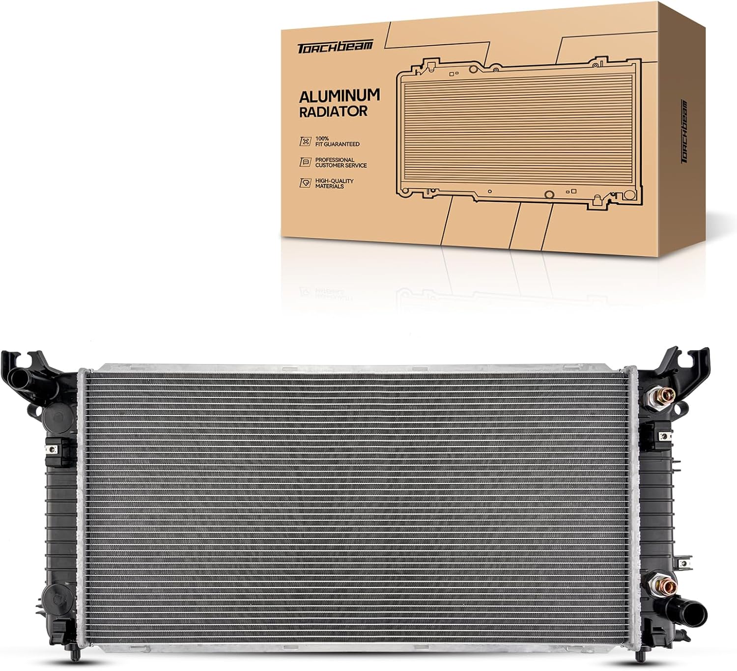 Torchbeam Replacement Engine Radiator for 2016-2018 Silverado 1500 5.3L, 2016-2018 Sierra 1500 5.3L, 2016-2017 Tahoe, 2016-2017 Suburban, Transmission Oil Cooler Included CU13723