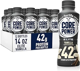 Core Power Elite High Protein Shake, Vanilla, 42g Bottle, 14oz, 12 Pack