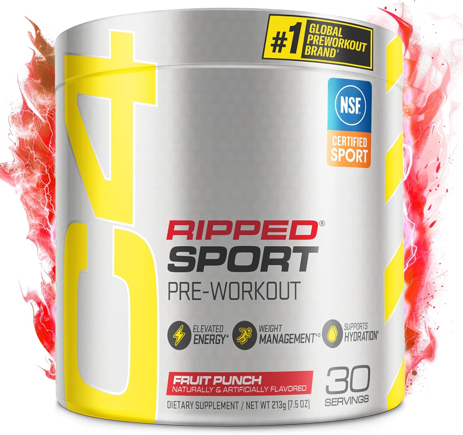 Cellucor C4 Ripped Sport Pre Workout Powder Fat Burner - NSF Certified for Sport + Sugar Free Preworkout Energy Supplement for Men & Women - 135mg Caffeine + Weight Loss - Fruit Punch, 30 Servings