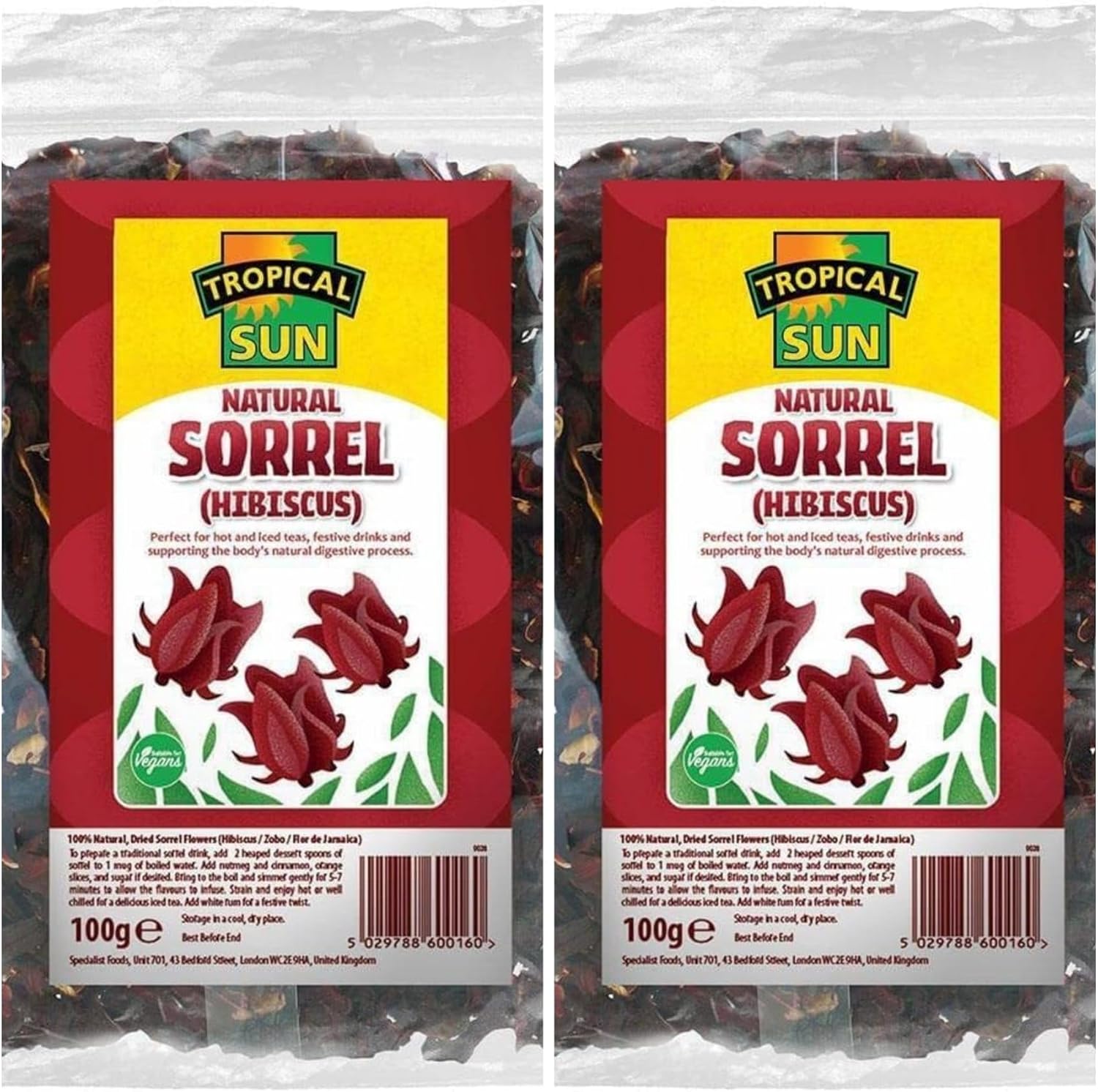 Tropical Sun Natural Sorrel Hibiscus, 100G, Pack of 2