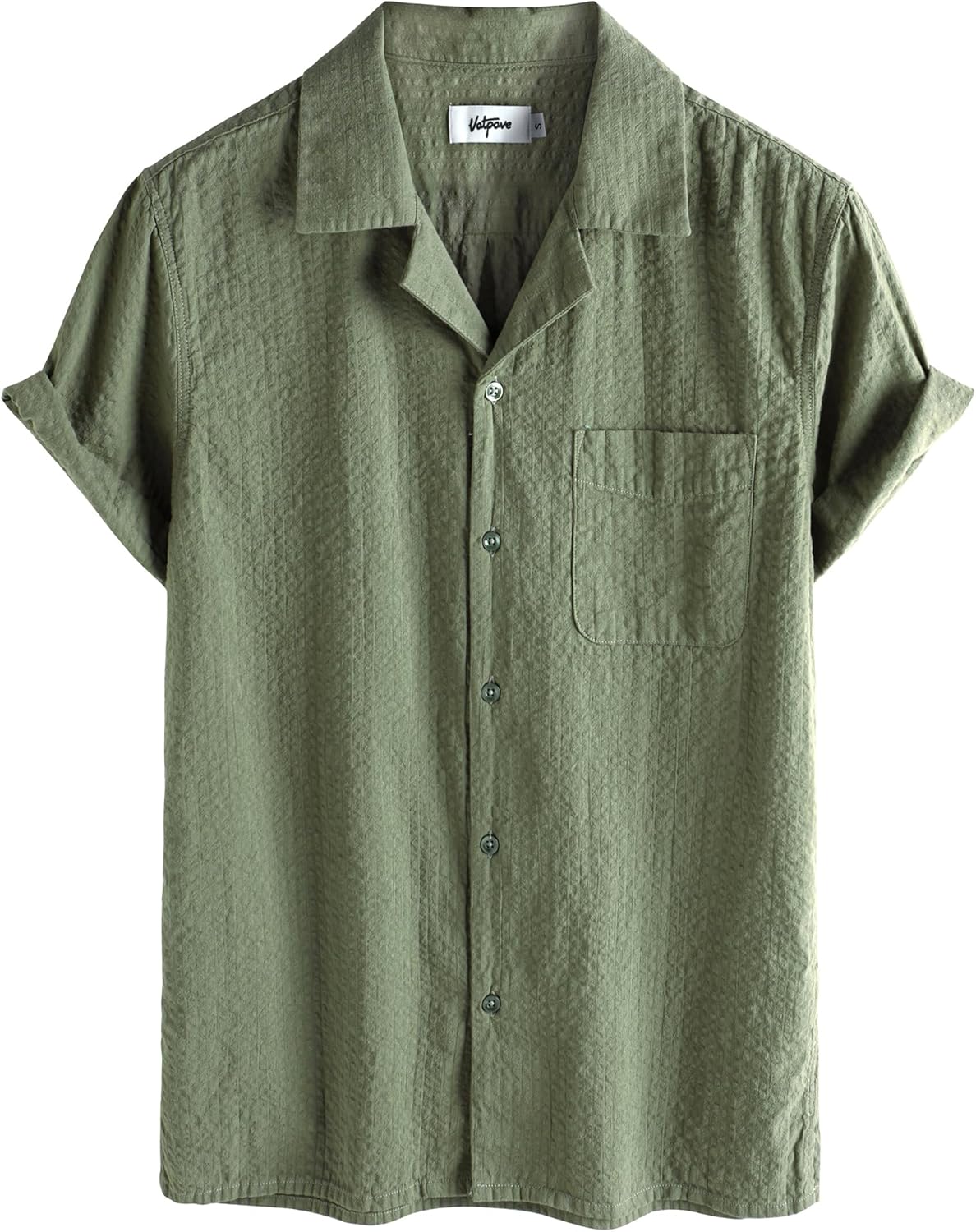 VATPAVE Mens Striped Summer Shirt Casual Button Down Short Sleeve Beach Shirts Cotton Linen Shirts for Men